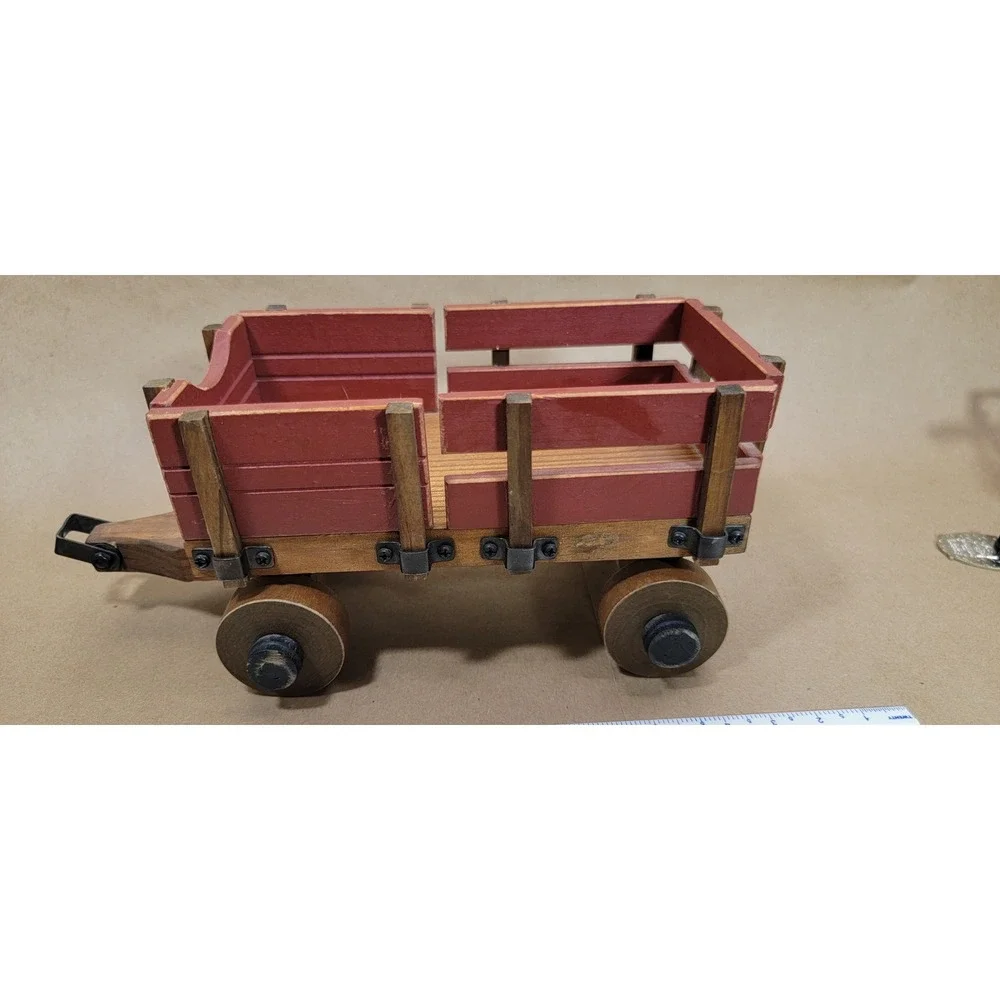 Tender Heart Treasures Wooden Wagon Decor Red Natural Wood 61195 Vintage Style